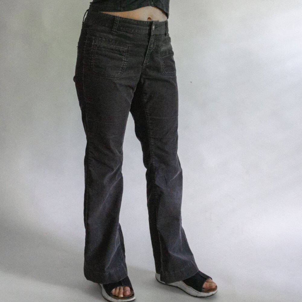 Retro Corduroy Grey Modern Boot Pants Women's Size 4 / 27 Ann Taylor LOFT
